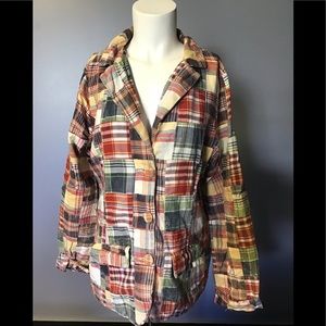 Womens Passport Plaid button up long sleeve shirt
